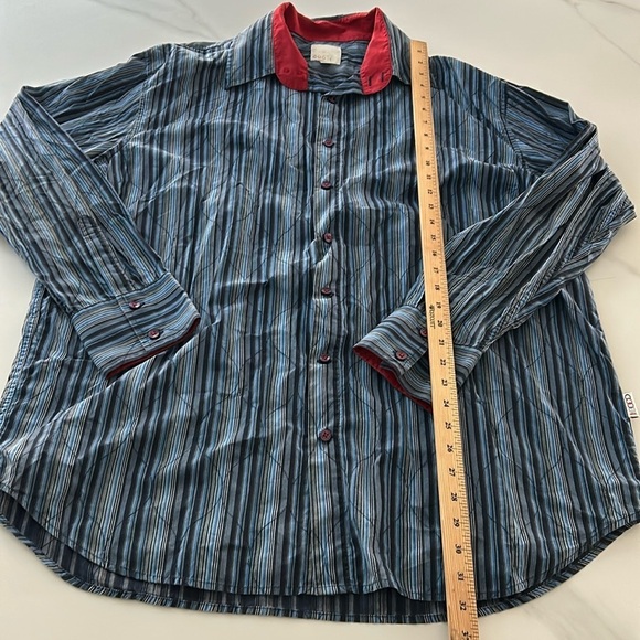 COOGI Men’s Casual Striped Button Up Top Stitch Quilted Design - Picture 9 of 9